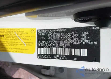 2008 Toyota Highlander z USA, uszkodzony, nr VIN JTEDS41A782062873